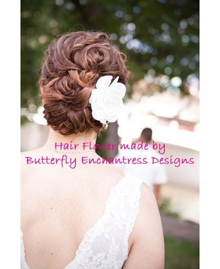 Ivory Gwyneth Gardenia Bridal Hair Flower Clip