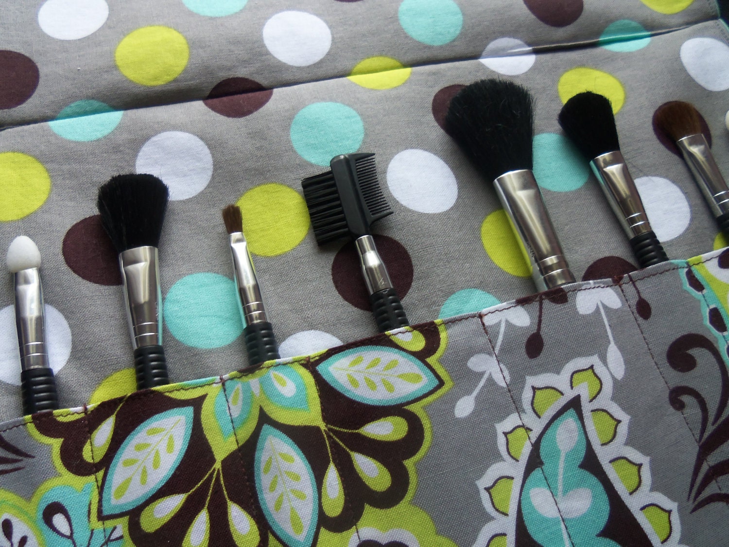 Makeup brush roll, Crochet hook organizer , paintbrush roll , Bohemian