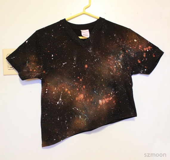 Hand Painted Galaxy Design Asymmetrical Crop Top
