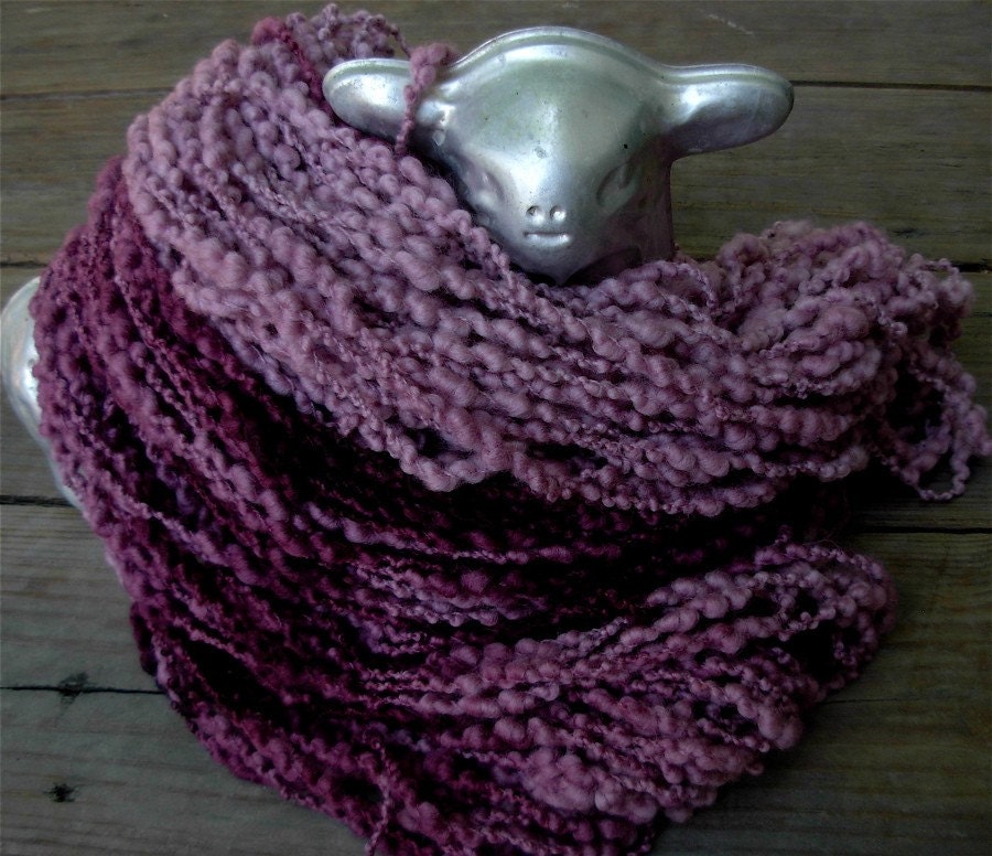 Hand Dyed Wool Yarn, Slubby Nubby, Plum