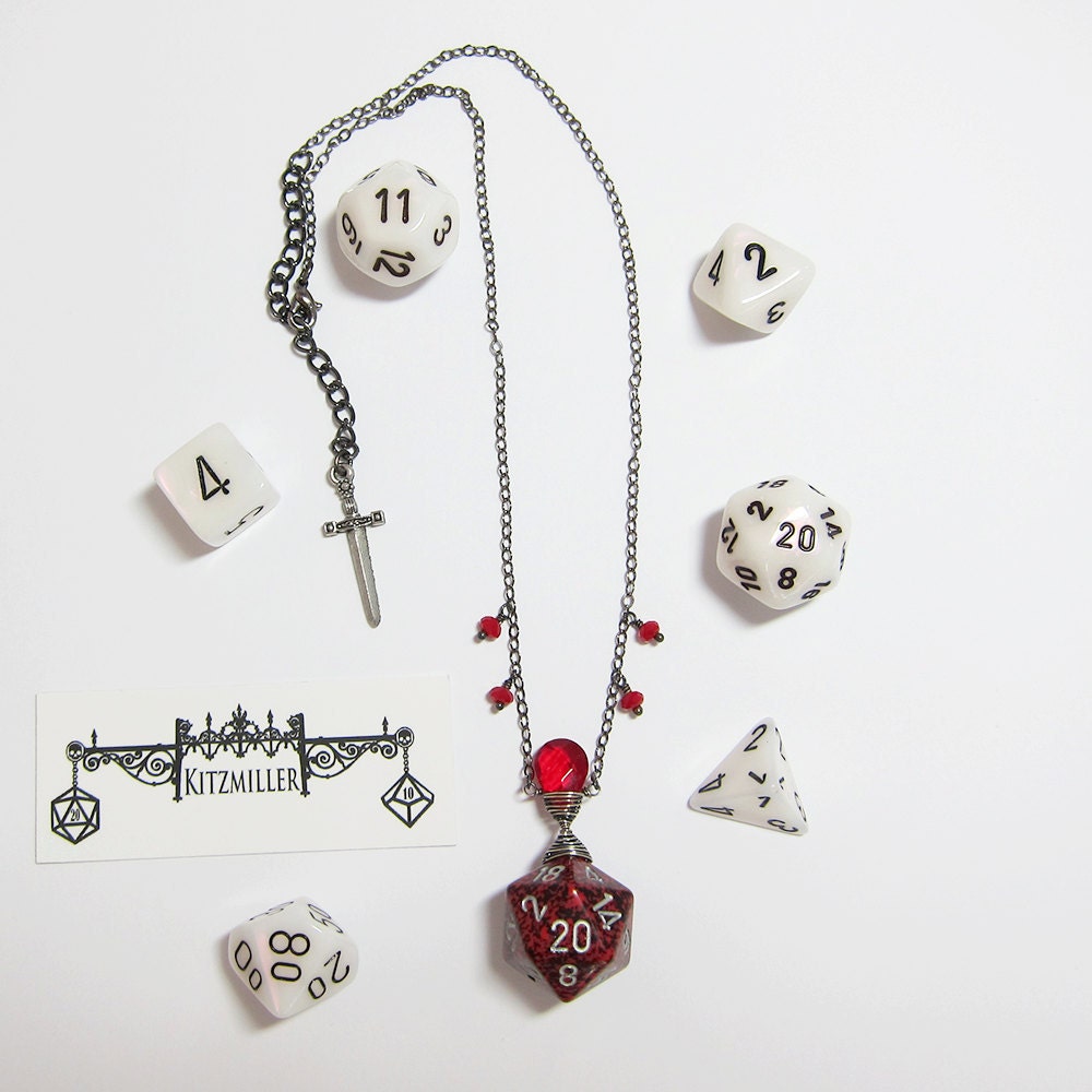 Vital Red (Widow Wraped D20 Necklace)