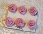 PINK Handmade Clay Roses Set of 6 PUSH Pin Thumbtacks ECS