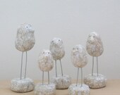 The singing bird - OOAK colorful bird-art - white/gold crackled