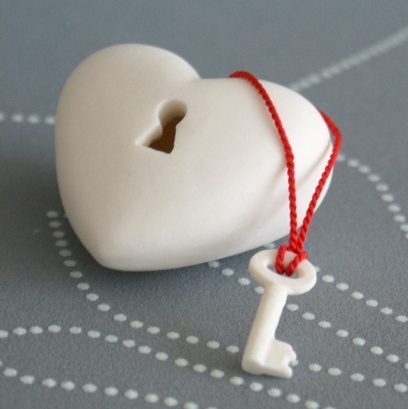 The key to my heart - unique porcelain Heart-ART