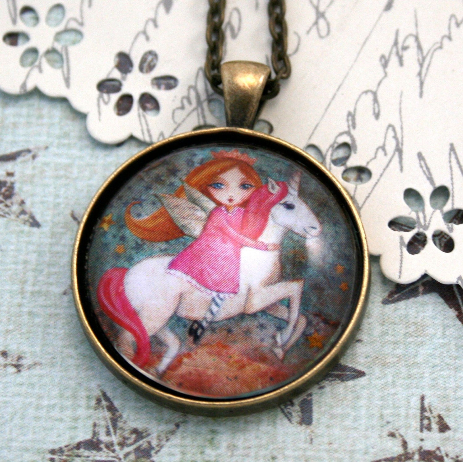 Unicorn Necklace-Pendant Art -Handmade Wearable Art Jewelry