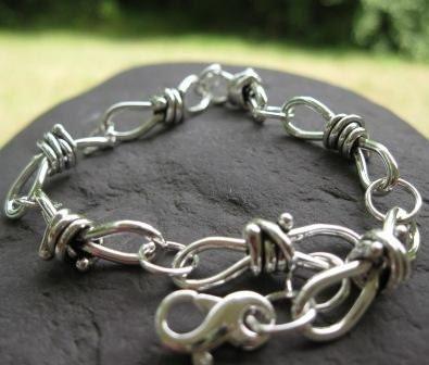 sterling silver barbed wire bracelet . (( Entwined )) . made to order in 7 inch or 8 1/2 inch length