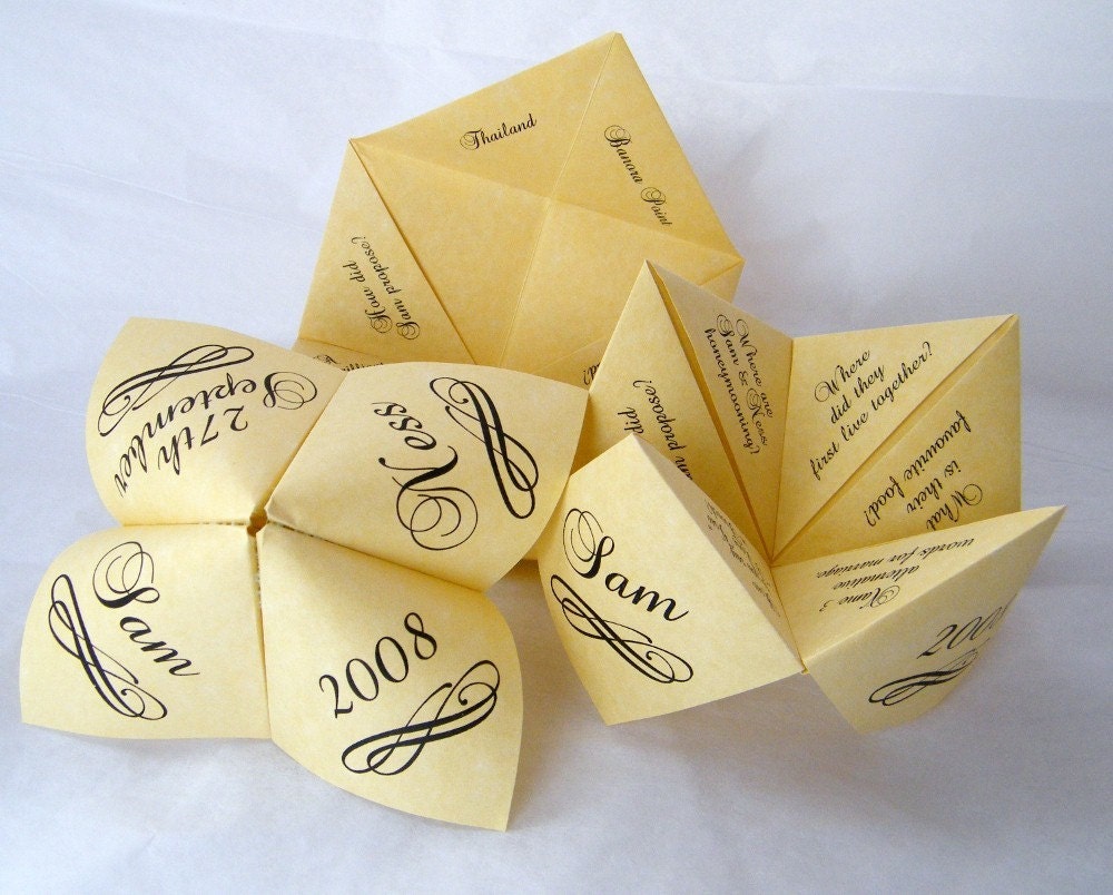 Cootie Catchers- Origami Wedding Favors- DESIGN ONLY .pdf File