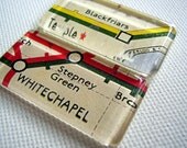 2 Glass Tile Magnets with vintage London underground tube stations / You pick the stations / Made to order