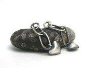 Silver Heart Earrings Post Sterling Dangle Puffy Hearts - Bubbly Heart