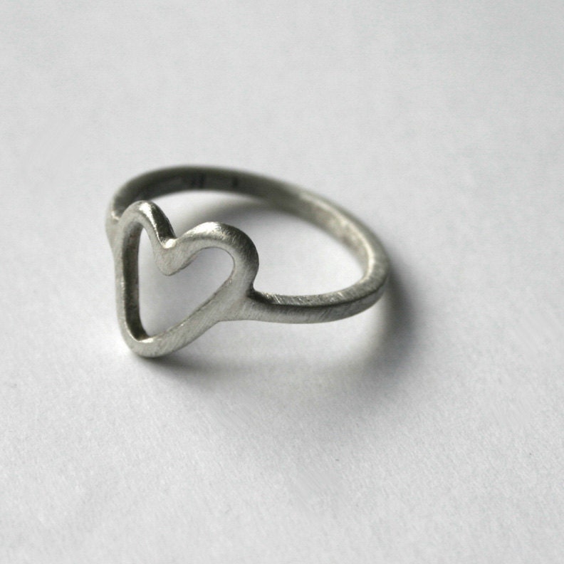 Sterling Silver Open Heart Ring Size 6