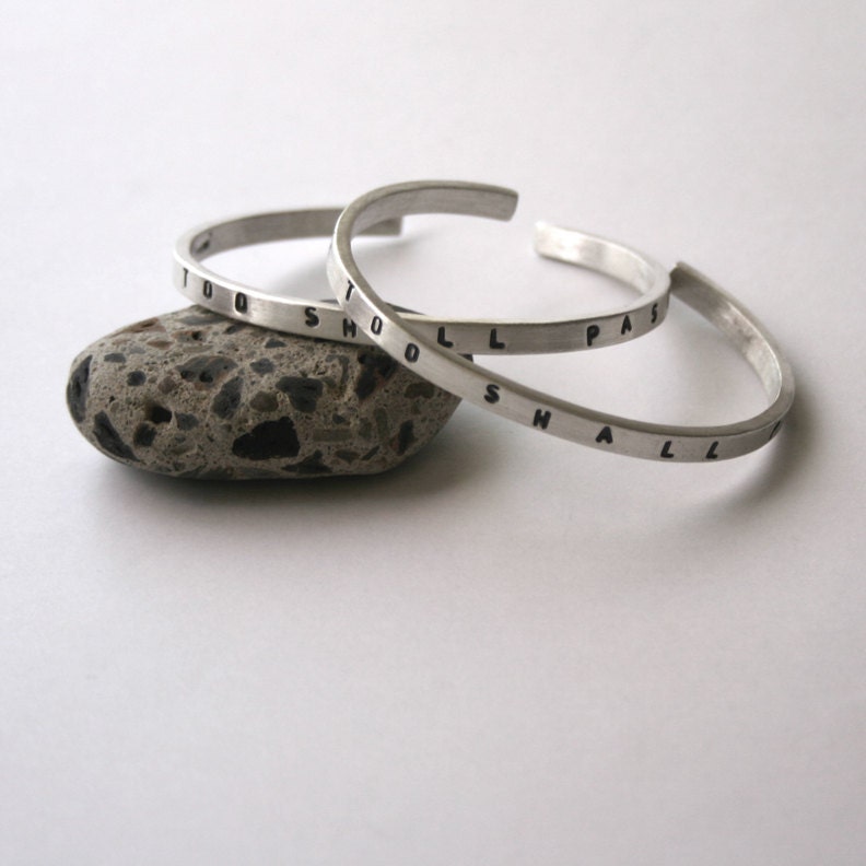 This Too Shall Pass Bracelet Stamped Sterling Cuff Medium - Small