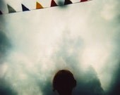 flags, 8x10 archival print photograph of girl's silhouette against surreal stormy sky