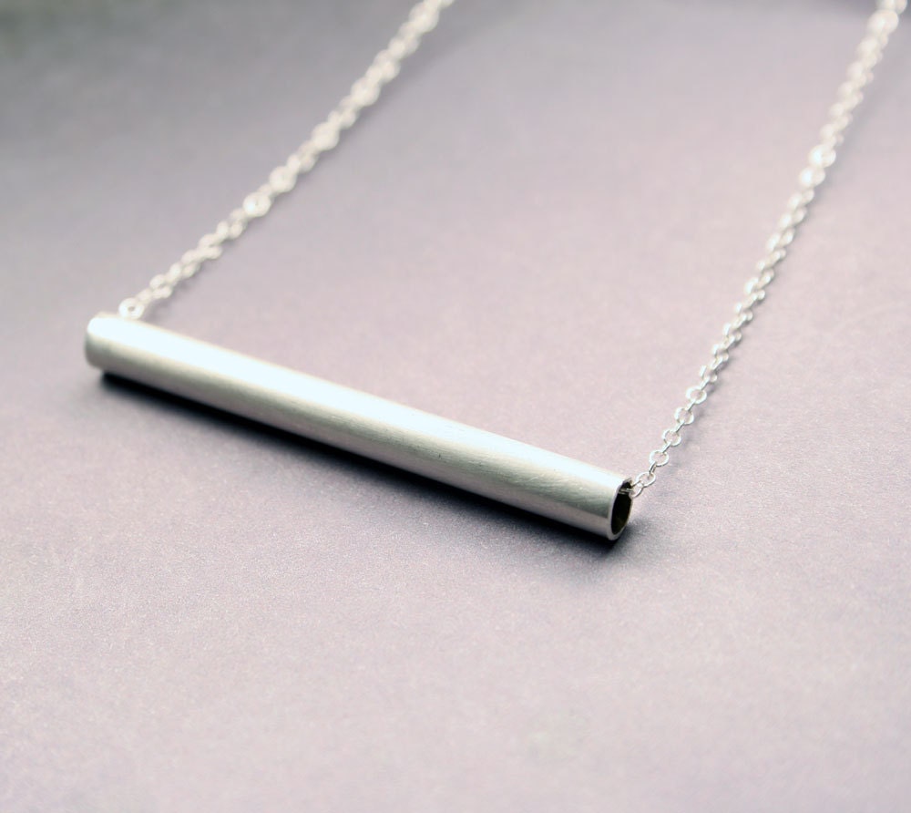 Simple, Minimal Tube Slide Necklace - Straight Bar