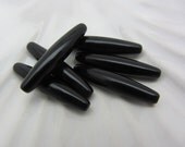 6 Vintage Lucite Black Tube Beads SS104