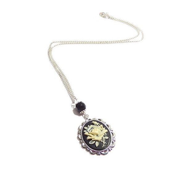 The black rose cameo necklace Victorian gothic