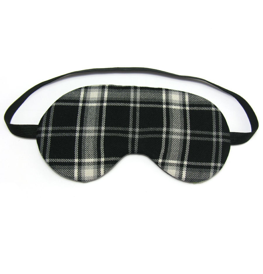 Black and White Plaid Sleep Eye Mask