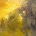 Abstract painting, original fine art, autumn gold, amber, grey, 11 x 14 inches