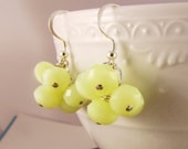 Glass Cluster earrings. Lemon Tea Time Cluster Earrings. Lemon Glass  Earrings.