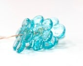 Glass Beads Lampwork Aqua Handmade Flower Discs made to order