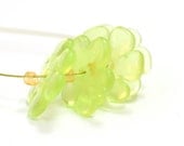 Sea Glass Lampwork Glass Beads Flower Discs Uranium Lime Green Yellow made to order