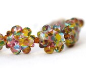 Artisan Lampwork Glass Bead Set Yellow Pink Handmade Festival Color