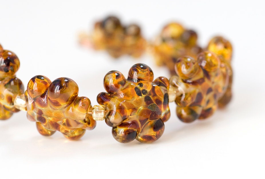 Lampwork Glass Beads Handmade Set Amber