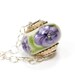 Lampwork Bead Glass Purple Flower Sterling Silver Core Handmade Big Hole Focal European Charm