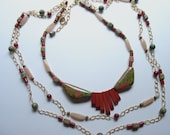 3 in 1 Unakite and Jasper  Necklace