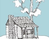 A Cabin on a Hill Print