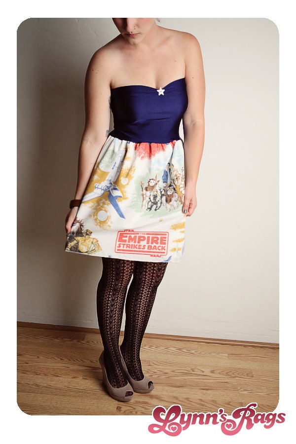STAR WARS Baby Doll Dress Vintage Handmade Empire Strikes Back Bow