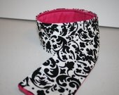Padded Camera Strap Cover - Lens Cap Pocket -  New Damask Hot Pink