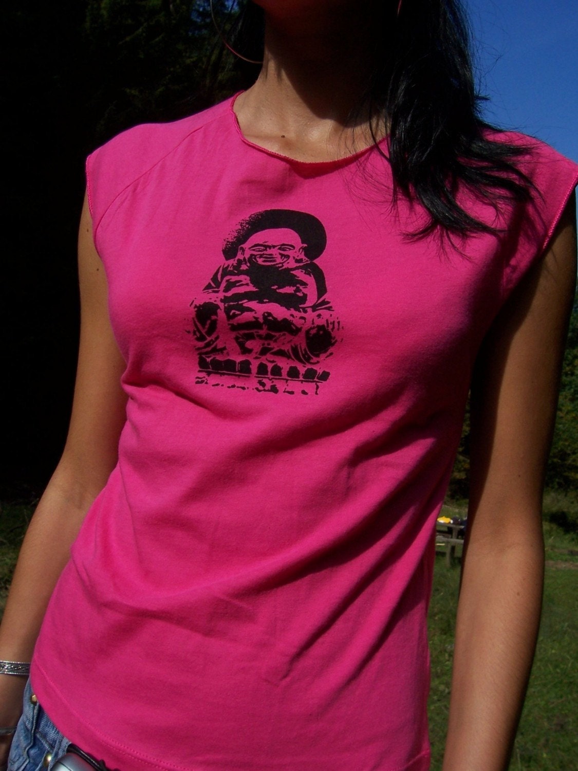 Happy Buddha Tee - womens tshirt, buddha tshirt, silkscreen tshirt, buddhist art, buddhist clothing, yoga t shirt