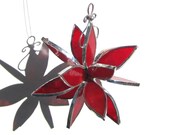 Rose Petals - Small 3D Stained Glass Flower Burst - Red Home Garden Decoration Suncatcher 3Dimensional Hanging Ornament