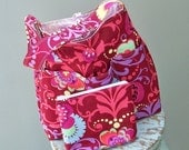 Pink Diaper Bag , Orange, Reversible,  Amy Butler, Adjustable Strap , Zipper Pouch, Set