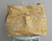 Grey Yellow Diaper Bag - - XL - - Damask - - 6 Pockets - - Key Fob