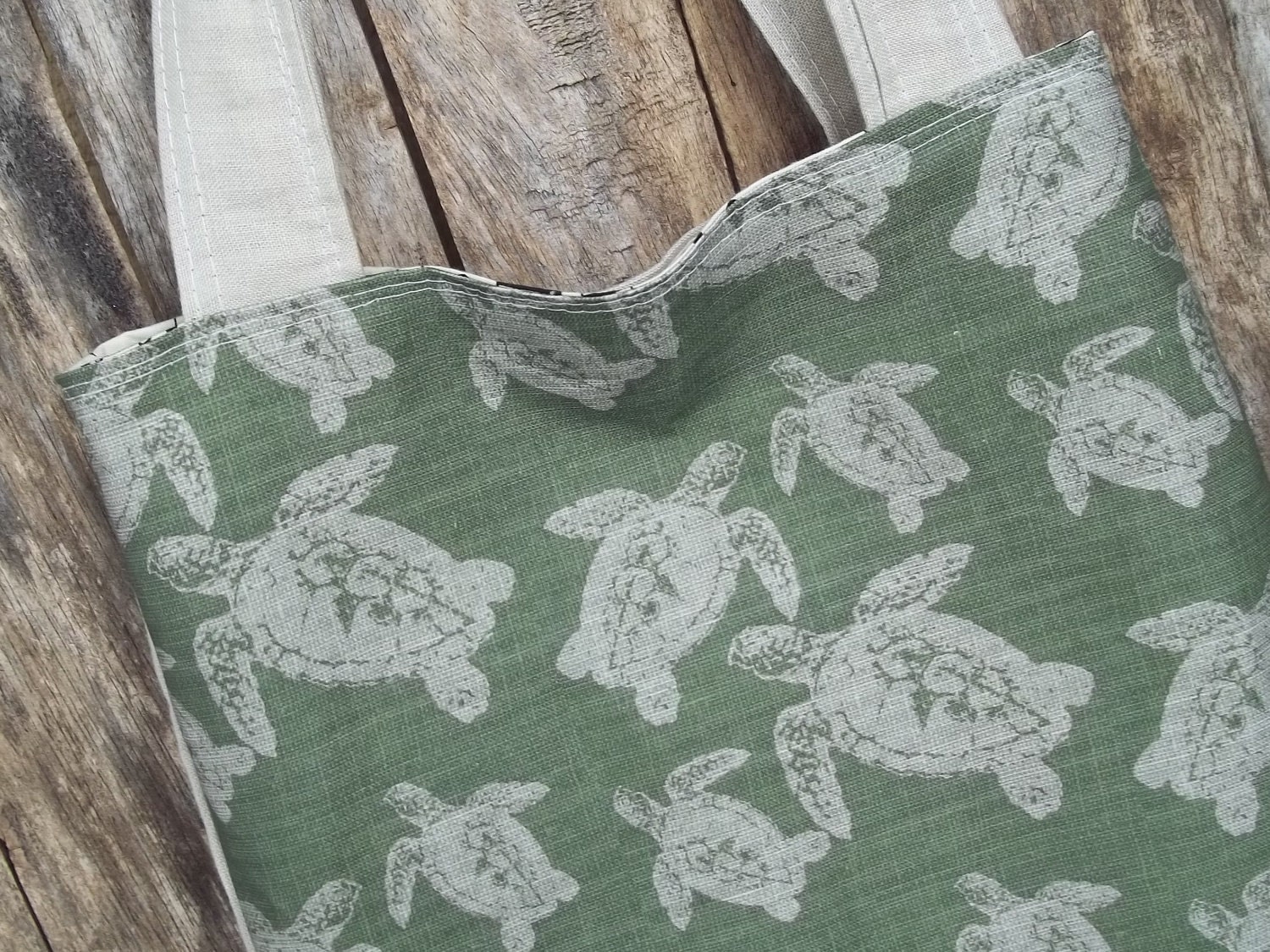 Loggerhead Turtle Bag - Linen - Cotton - 2 Pockets