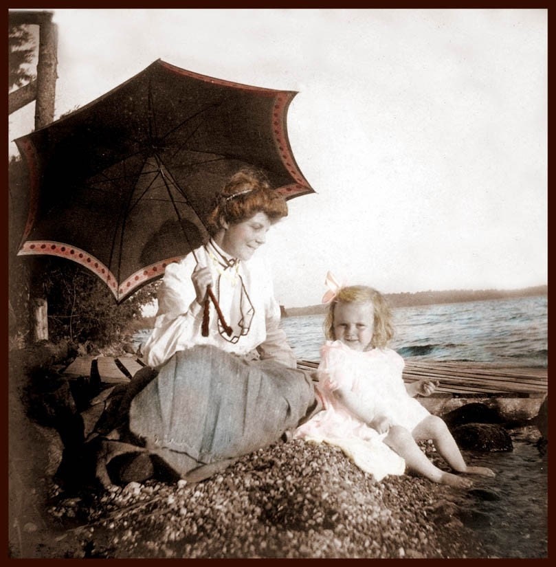 Little Girl Day at Beach with Grandma fine art photograph