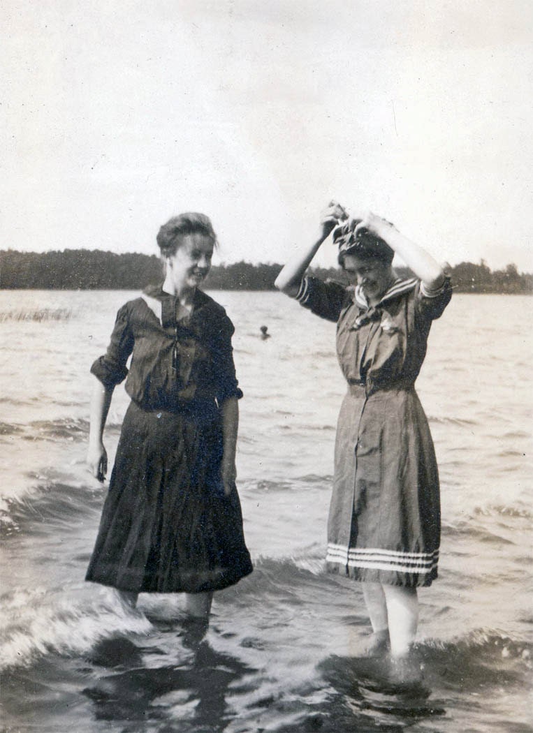 vintage photo Women Swimming in Lake Swim Costumes Bathing Beauties 1911