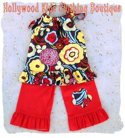 Custom Boutique Clothing Red Pillowcase Tunic Dress Top Ruffled Applique Pant Outfit Set 3 6 9 12 18 24 month 2T 2 3T 3 4T 4 5T 5 6 7 8