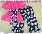 Pirate Skull Girl Outfit Custom Boutique Clothing Unique Pink Peasant Dress Top Ruffled Pant Set 3 6 9 12 18 month 2T 2 3T 3 4T 4 5T 5 6 7 8