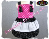 Custom Boutique Clothing Black N Pink Dots Tiered Twirl Knot Tie Tunic Dress 3 6 9 12 18 24 month size 2T 2 3T 3 4T 4 5T 5 6 7 8