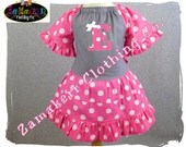 Custom Boutique Clothing Gray N Pink Dots Peasant Tiered Twirl Jumper Ruffle Tunic Dress 3 6 9 12 18 24 month size 2T 2 3T 3 4T 4 5T 5 6 7 8