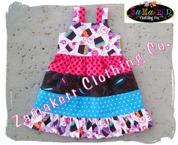 Custom Boutique Girl Clothing - Newborn, Infant, Baby, Toddler Birthday Cupcake Jumper Twirl Dress