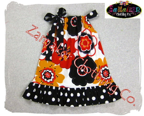 Girls Pillowcase Dress - Retro Floral - Girls Pillowcase Dress Boutique in Sizes newborn - 8