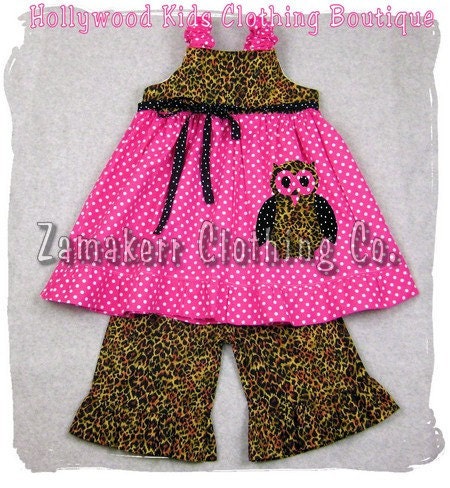 Custom Boutique Clothing Leopard N Dots Aline Dress Top Ruffle Pant Bottom Outfit Set 3 6 9 12 18 24 month size 2T 2 3T 3 4T 4 5T 5 6 7 8