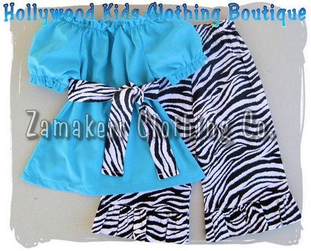 Custom Boutique Clothing Peasant Dress Top Funky Zebra Ruffled Pant Outfit Set 3 6 9 12 18 24 month size 2T 2 3T 3 4T 4 5T 5 6 7 8