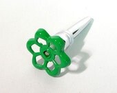 Wine Bottle Stopper - Upcycled Green Valve Knob