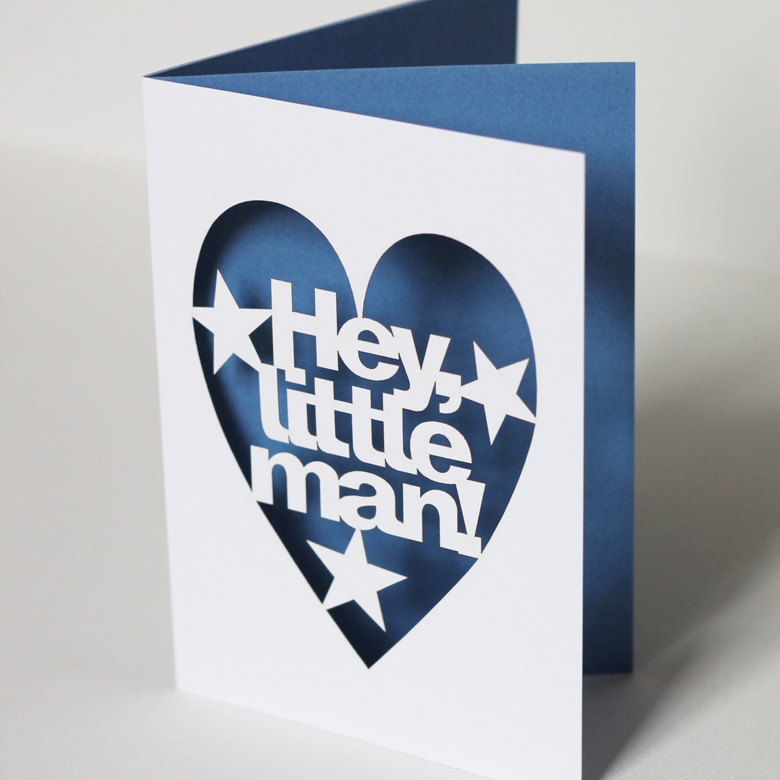 Hey Little Man Hand Cut New Baby Boy Congratulations Card