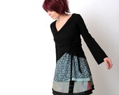 Black Wrap Cardigan - Black Shrug - Chameleon Wrap Shrug - Long sleeves - Jersey - Transformable