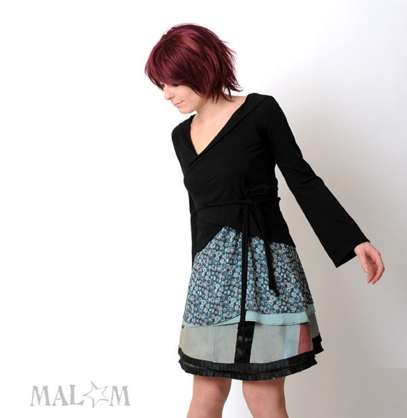 Black Wrap Cardigan - Black Shrug - Chameleon Wrap Shrug - Long sleeves - Jersey - Transformable